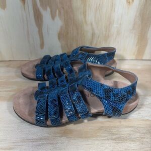 Vionic Harissa Blue Snakeskin Strappy Sandals Women’s Size 5